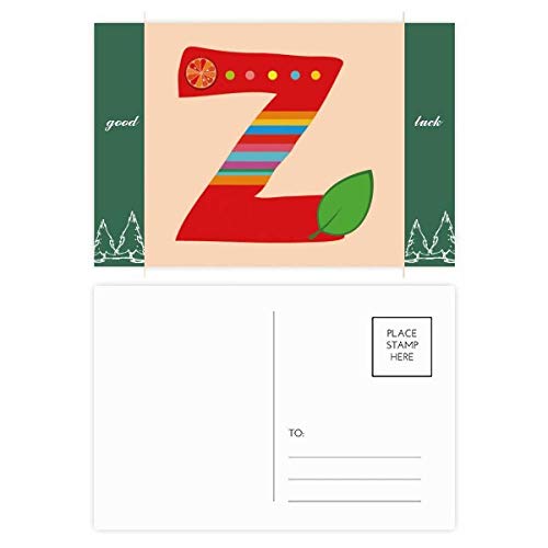 Cartes postales Z Alphabet Fruit Orange DIYthinker | Lot de 20 cartes mignonnes de 5,7 x 3,8 pouces