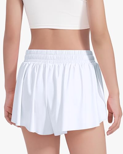 Image of HASMES Girls Butterfly Shorts Teen Flowy Athletic Shorts for Running Dance Cheer 5-14Y