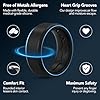 King Will Bagues en silicone pour homme – 8 mm de large – Bandes de fiançailles en caoutchouc respirant – Design à battement de chaleur intérieur – Bague confortable – Noir, X 1/2(67.19mm), Silicone, #2