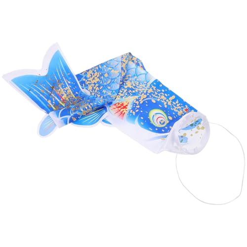 Uonlytech Manche à Air de Carpe Japonaise Koinobori 70 Cm, Décoration Extérieure Suspendue Résistante aux Intempéries, Drapeau Poisson Doré et Bleu pour Jardin, Terrasse, Fête