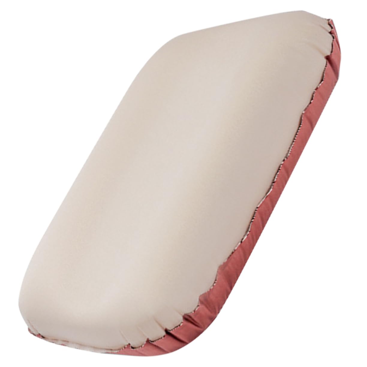 Mikikit Oreiller Gonflable Ergonomique de Voyage, Mousse et Polyester Pongé, Facile à Dégonfler, pour Camping et Maison, Beige