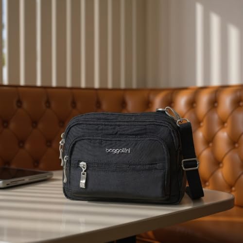 Baggallini unisex adult Triple Zip Bagg cross body handbags, Black, One Size US - 2