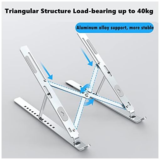 Vancold Laptop Stand, Ergonomic Aluminum Laptop Mount Computer Stand, Detachable Laptop Riser Notebook Holder Stand Compatible with MacBook Air Pro, Dell XPS, Lenovo More 10-15.6" Laptops- Silvery - Image 6