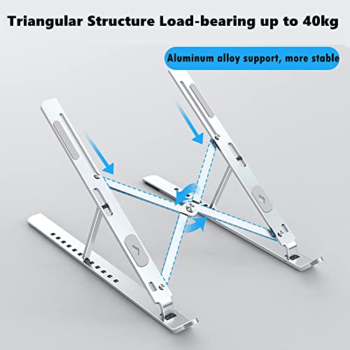 Vancold Laptop Stand, Ergonomic Aluminum Laptop Mount Computer Stand, Detachable Laptop Riser Notebook Holder Stand Compatible with MacBook Air Pro, Dell XPS, Lenovo More 10-15.6" Laptops- Silvery - Image 6