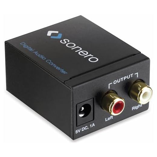sonero AC010 audio digital/analog omvandlare digitalt ljud (optisk/koaxial) till 2 x Cinch stereo audio (L/R)