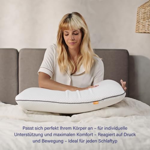 Emma Classic Stützkissen 70x40 – Ergonomisches Nackenkissen mit Memory Foam – Höhenverstellbares Kopfkissen für Seiten-, Rücken- & Bauchschläfer – Waschbarer Bezug, Atmungsaktiv
