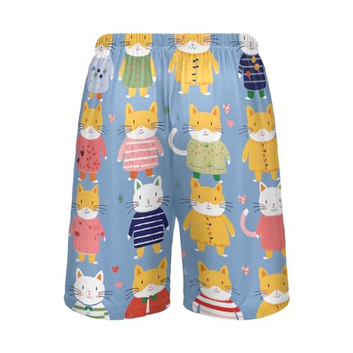 Cat Men's Pajama Shorts Lounge Sleep Shorts Pjs Bottoms Pants2