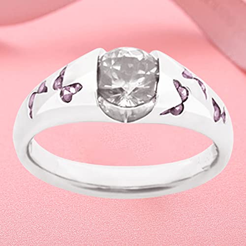 Exquisite Jewelry Ring Love Rings Fashion Women Butterfly Cubic Zirconia Inlaid Finger Ring Wedding Party Jewelry Wedding Band Best Gifts for Love with Valentine's Day (Pink, US 7)3