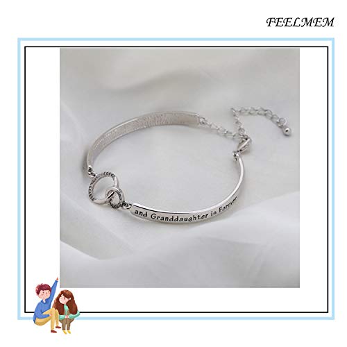 FEELMEM Family Jewelry Grandma Bracelet The Love Between Grandmother and Granddaughter is Forever Bracelet Nana Gifts (silver) - Image 4