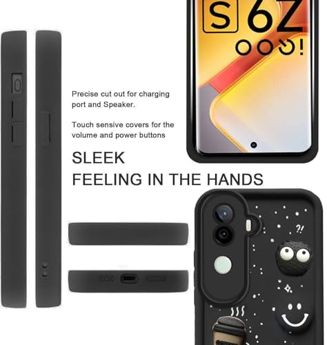 Image of GoldKart Back Case Cover Compatible for iVivo V40E 5G / iQOO Z9S 5G | Cute Fun Cartoon 3D Ball Coffee Silicone Case | Full Body Protection Back Cover for iVivo V40E 5G / iQOO Z9S 5G - Black