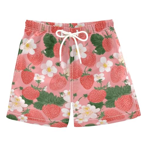 Fruit Flowers Strawberries Boys Swim Trunks Baby Kids Swimwear Summer Toddler Beach Board Shorts Bathing Suit 2T