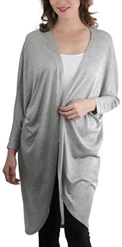 Image of ToBeInStyle Womens Open Front Long Sleeve Lightweight Asymmetrical Draped Cardigan with Side Pockets