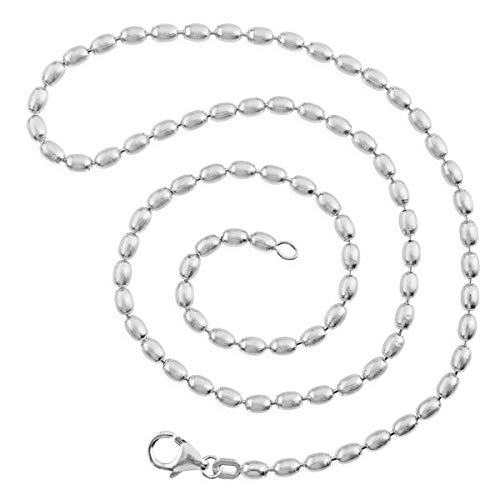 Preisvergleich Produktbild Drachenfels Olivekette in Echtsilber / Olive-Kette für Anhänger / Halskette aus 925 Sterling Silber / Karabinerverschluss / Länge 75 cm, Ø 3 mm