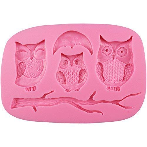 Musykrafties Owls on Branch Woodland Animal Fondant Silicone Mould for Sugarcraft, Cake Decoration, Cupcake Topper, Chocolate, Jewelry, Polymer Clay, Crafting Projects
