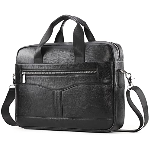 SPAHER Sacoche Ordinateur Homme Cuir Cartable Homme Cadeau Homme 14 Pouces Porte Document Homme Cuir Sac à Main Sac Bandoulière Homme Sacoche Affaire Homme Serviette Business Homme