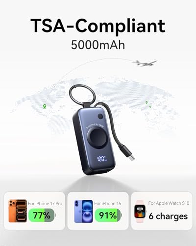 Image of INIU SnapGo Mini Portable Charger, Power Bank for Apple Watch and iPhone, 5000mAh 20W PD Fast Charging Flight-Safe Travel Essential Battery Pack for Apple Watch Ultra 11 10 9 8 SE, iPhone Air 17 16 15