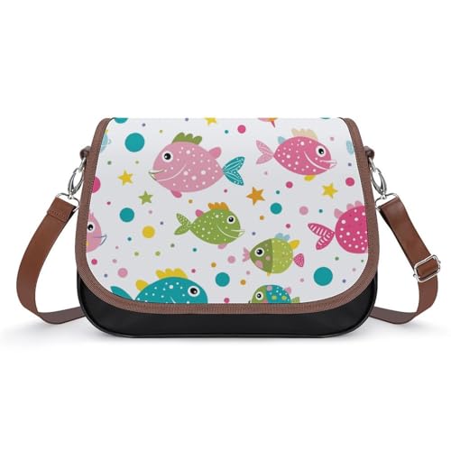 Sac messager imperméable pour femme motif bulles et poissons