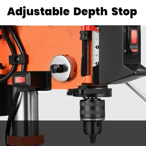 Image of VOLTZ VZ-DP16 1.8-Amp 8-Inch 9-Speed Cast Iron Bench Drill Machine Benchtop Drill Press For Wood Working With Led Light Black /Orange (400W, 0.62 Inches)
