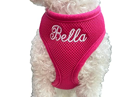 Personalized Dog Harness With Embroidered Pet Name, Soft Padded Air Mesh Harness For Small And Medium Dogs, No Pull Adjustable Puppy Walking Vest, Made Usa (Medium, Pink) #TOP2