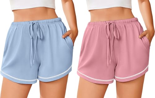 Image of Ekouaer Pajama Shorts for Women 2026 Soft Sleep Shorts Casual Lounge Shorts Comfy Pj Bottoms with Pockets
