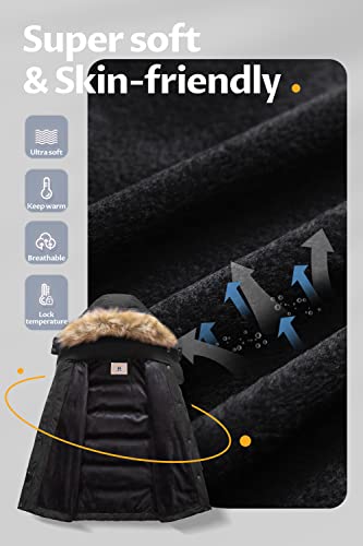 CREATMO US Girl's Winter Fleece Lined Long Parka Puffer Coat Thicken Ski Jacket With Fur Trim Hood3