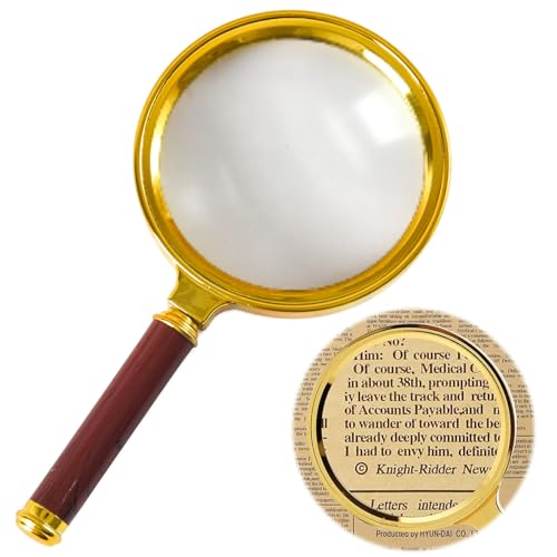 Lente d'ingrandimento 15X portatile da lettura 90 mm Lente d'ingrandimento portatile per anziani hobby con manico in legno antiscivolo infrangibile