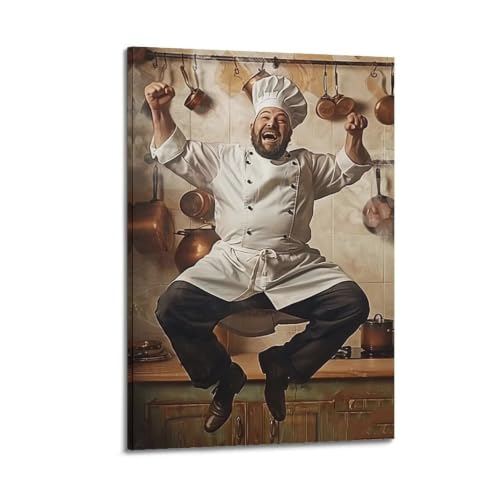 Habiller un mur de salon ou chambre avec la toile Happy Laughing Cook style bistrot