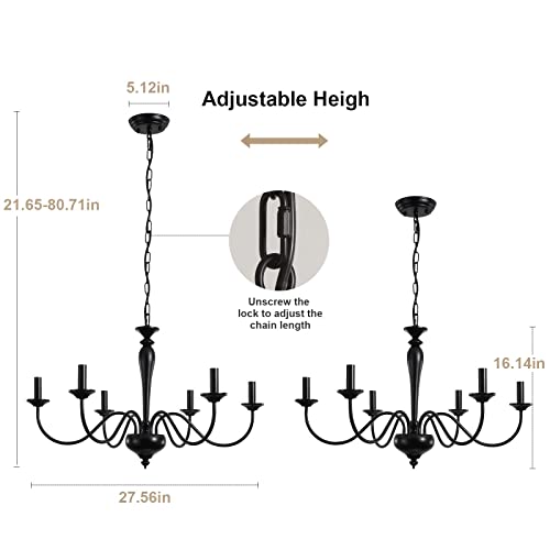 Adsensty Black Farmhouse Chandelier 6 Light French Country Chandelier Rustic Lighting Fixtures Modern Industrial Candle Chandelier Pendant Ceiling Light Fixtures For Dining Room Foyer Hallway Kitchen #TOP3
