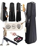 Gruv Gear Kapsulite+ Travel Electric Bass Case with Wheels, Neck Support Cradle & Global Recovery Tag - Gig Bag with Waterproof Exo-Shell, Expandable Top Pocket & Removable Storage Case - Black