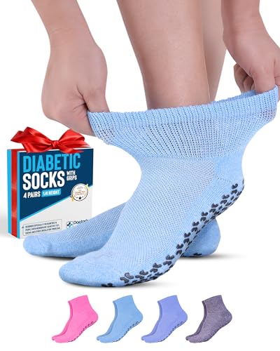 Diabetic Socks with Grips - 4 Pair