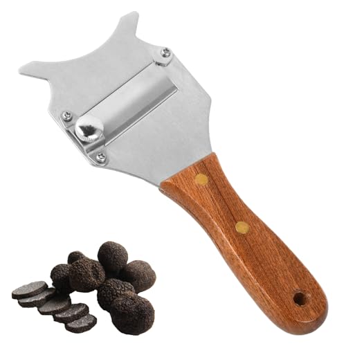Anseom Coupe-Truffe,Râpe à Truffe Inox avec Poignée en Bois Trancheur de Truffes Rasoir Chocolat Trancheur Truffes Rasoir Truffes pour Truffle,du Chocolat, Légumes, Ail, Champignons