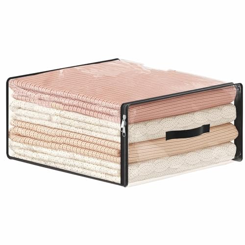 Image of JD FRESH 1 Piece 36L PVC Transparent Storage Bag with Zipper /Foldable Clothes Organiser for Wardrobe /Garments Organizer /Space Saving Storage Box for Sarees /Lehenga /Towel /Toy - 15.5 x 7.5 x 17.5 Inch