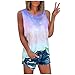 Yoofeiduoduo sport tshirts damen xxl Shirts Ärmellose Sommer Tunika Loose Fit Tank Tops Tie-Dye Hit Farbe Mit Aufdruck Batik Gebatikt Tanks Blusenoberteile Oberteile Weste für Frauen, Blau, S