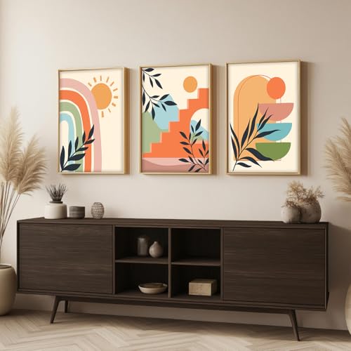 Image of BANGERZ Wall Art Painting Boho Artwork Living Room and Bedroom Frames Decor, Office and Framed Hotel Decoration Big Size Set of 3 (Artwork 1, 13x19 inch)