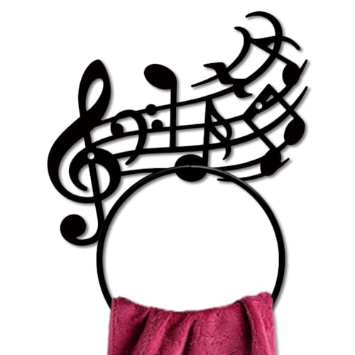 MAYJOYDIY Musical Note Towel Ring, Pentatonic Scale Metal Towel Holder, Wall Mounted for Bathroom Kitchen