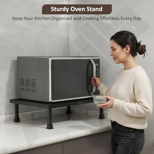 Image of Microwave Oven Stand for Kitchen Platform /Heavy Duty Metal Microwave Stand /Kitchen Countertop Storage Rack for Oven, OTG & Appliances (Black)