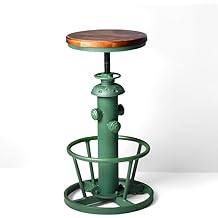 Vintage Bar Stool 24.8-30inch Counter Height Adjustable Industrial Coffee Chair with Swivel Wooden Seat Farmhouse Dinner Stools in Kitchen Dining Room