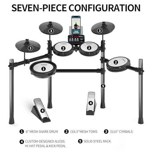 image for MOSEN MUSIC MOSEN Electric Drum SetMesh Drum Pads, Phone Holder, Stick