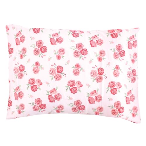 Image of Hudson Baby Unisex Baby Cotton Toddler Pillow Case, Blush Rose, One Size