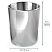mDesign Round Metal Small 1.7 Gallon Recycle Trash Can Wastebasket, Garbage Container Bin for Bathrooms, Kitchen, Bedroom, Home Office - Durable Stainless Steel - Mirri Collection - Polished