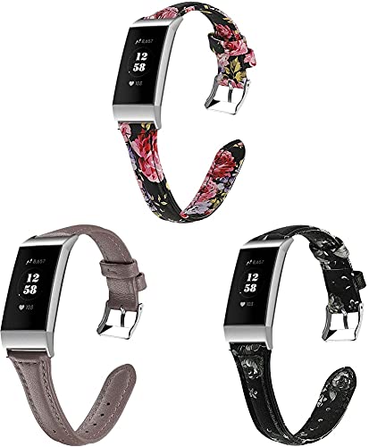 Classicase �R���p�`�u�� Fitbit Charge 3 / Charge 3 SE/Charge 4 (�t�B�b�g�r�b�g �`���[�W 4) ���v�o���h, �{�v �r�W�l�X�X�^�C�� �o���h ���U�[��(3-Pack I)