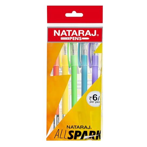 Image of Nataraj All Spark Ball Pen | Smooth Writing | Smudge Resistant | Long Writing | Attractive multi colour body design for fun writing Pen | Use for School, College students & office person