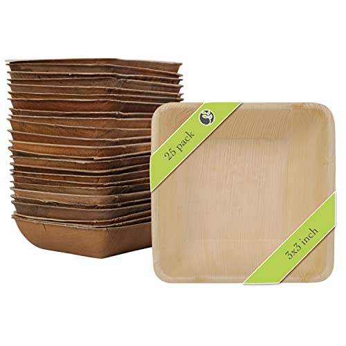 Naturally Chic Palm Leaf Plates - 3 Inch Square - Bamboo Like, Eco Friendly, Disposable, Compostable And Biodegradable Plates For Weddings, Parties And Events #TOP1