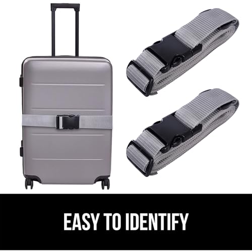 Image of Aqbah Pack of 2 Luggage Tie Down Straps, Bag Strap with Strength up to 600lbs 10 ft in Length with Adjustable Buckle Straps for Motorcycle, Trucks, Luggage etc (Grey)