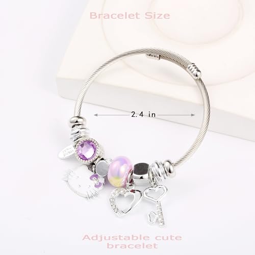 Image of YouLuo Cute Necklace Charm Bracelet Set,Personalized Jewelry Gift for Women | Cute Charm Bracelet, Adjustable Stainless Steel Bracelet, Anime Cartoon Accessories Bracelets for Women Gift and Friendship