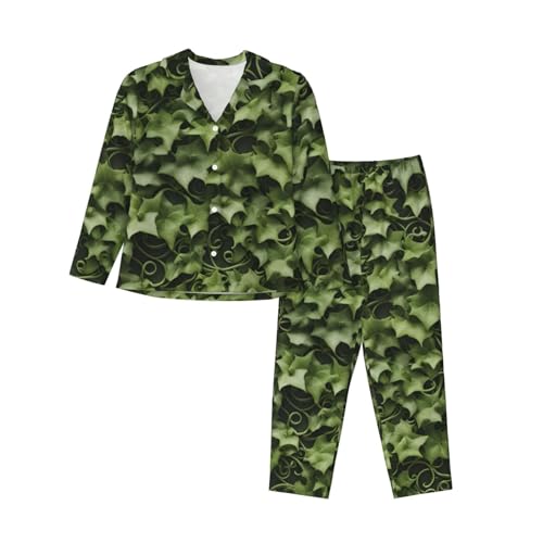 Pyjama manches longues femme lierre fleuri pour soirées cocooning