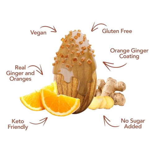 Image of Earthside Farms Orange Ginger Almonds Snack Packs, No Sugar Added Keto Friendly Nuts, Vegan Gluten Free Non GMO Plant Protein Treat, 1oz Individual Bags 6 Count