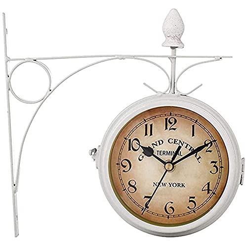 CKKNILV Wall Clock, Outdoor Garden Wall Clock, 8 Inch Double Sided Paddington Station Wall Clock Antique-Look Bracket Garden Clock Waterproof Outdoor Clock Indoor Outdoor Decora