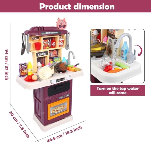 Image of Zest 4 Toyz Kitchen Set for Kids Battery Operated Cooking PlaySet with Light Cooking Sound and Spray Function Pretend Play Toys for Boys and Girls Multicolor (64 Pieces)
