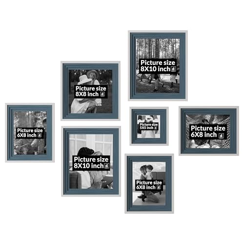 Image of Art Street Blue Collage Photo Frame Set for Wall Decor | Multi Size Wooden Picture Frames Gallery Wall Set for Family Photos | Modern Wall Photo Frames for Living Room, Bedroom & Home Decoration